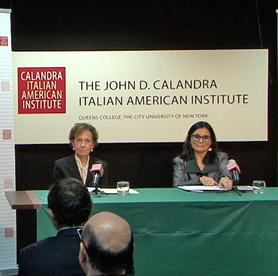Dr. Prisco speaks at the Calandra Italian American Institute in New York City.