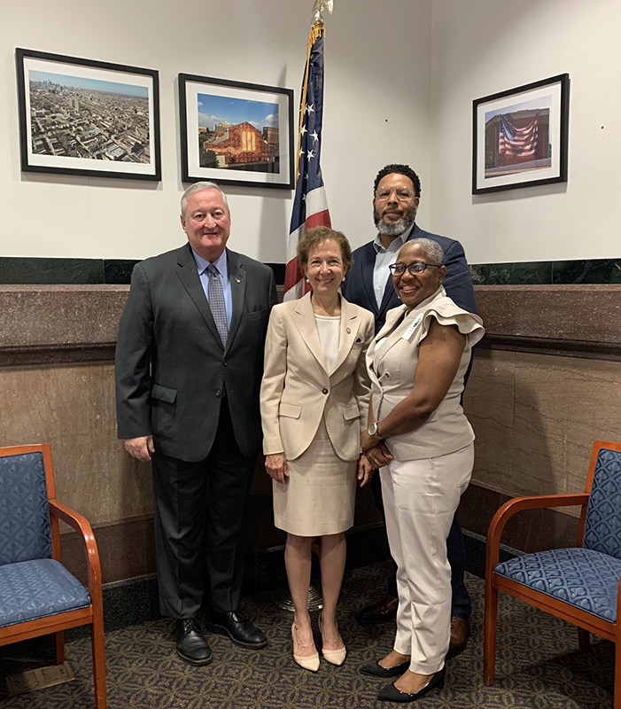 Dr. Prisco and Holy Family’s Vice President for Academic Affairs Illana R. Lane, Ph.D., met with Mayor Jim Kenney and Philadelphia’s chief education officer Otis Hackney about the future of education in the city.