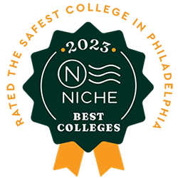 Logo for 2023 Niche Award for Safest College in Philadelphia