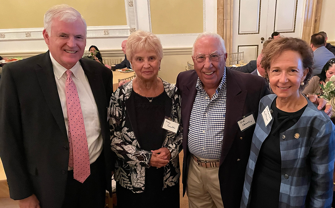 (left to right) Philip Earley, member of Holy Family University’s President’s Advisory Council and the Catholic Philopatrian Literary Institute Board of Directors, Mary Keirans Vassallo ‘85, member of the Holy Family University Board of Trustees, and her husband Dr. Richard Vassallo, Dr. Anne Prisco.