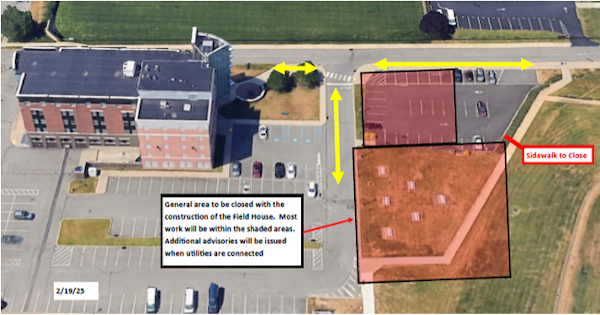 graphic showing construction area of the new Field House