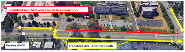 Diagram of Frankford Avenue sidewalk closure