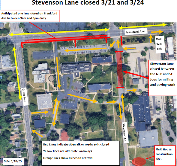 Diagram of Stevenson Lane closure