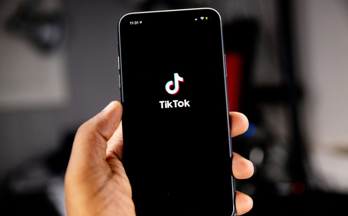 Mobile device with Tik Tok app open