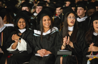 HFU students sitting during commencement ceremony