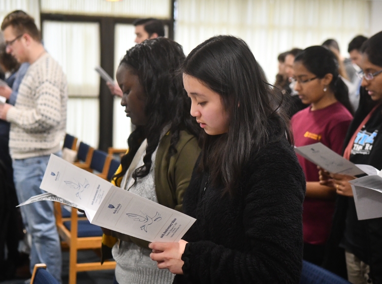 Students attend a faith celebration